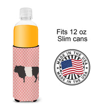 Load image into Gallery viewer, Belted Galloway Cow Pink Check   Hugger for slim cans