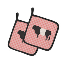 Load image into Gallery viewer, Belted Galloway Cow Pink Check Pot Holders - Set of 2 - Heat-Resistant Kitchen Essentials BB7831PTHD