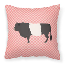 Load image into Gallery viewer, Belted Galloway Cow Pink Check Fabric Decorative Pillow BB7831PW1818