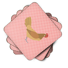 Load image into Gallery viewer, Frisian Friesian Chicken Pink Check Foam Coaster  BB7832FC