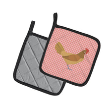 Load image into Gallery viewer, Frisian Friesian Chicken Pink Check Pot Holders - Set of 2 - Heat-Resistant Kitchen Essentials BB7832PTHD