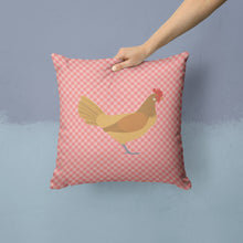 Load image into Gallery viewer, Frisian Friesian Chicken Pink Check Throw Pillow - 14x14 Decorative Pillow – Art for Your Home &amp; Patio BB7832PW1414