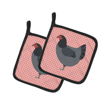 Load image into Gallery viewer, Jersey Giant Chicken Pink Check Pot Holders - Set of 2 - Heat-Resistant Kitchen Essentials BB7835PTHD