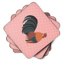 Load image into Gallery viewer, Dutch Bantam Chicken Pink Check Foam Coaster  BB7836FC