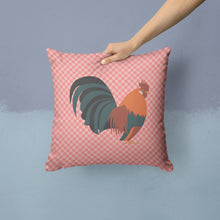 Load image into Gallery viewer, Dutch Bantam Chicken Pink Check Throw Pillow - 14x14 Decorative Pillow – Art for Your Home &amp; Patio BB7836PW1414
