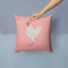 Load image into Gallery viewer, German Langshan Chicken Pink Check Throw Pillow - 14x14 Decorative Pillow – Art for Your Home &amp; Patio BB7837PW1414