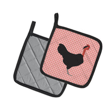 Load image into Gallery viewer, Naked Neck Chicken Pink Check Pot Holders - Set of 2 - Heat-Resistant Kitchen Essentials BB7839PTHD