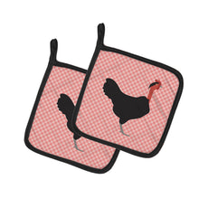 Load image into Gallery viewer, Naked Neck Chicken Pink Check Pot Holders - Set of 2 - Heat-Resistant Kitchen Essentials BB7839PTHD
