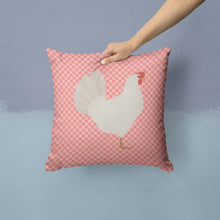 Load image into Gallery viewer, Leghorn Chicken Pink Check Throw Pillow - 14x14 Decorative Pillow – Art for Your Home &amp; Patio BB7840PW1414
