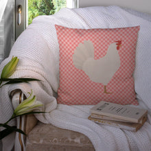 Load image into Gallery viewer, Leghorn Chicken Pink Check Throw Pillow - 14x14 Decorative Pillow – Art for Your Home &amp; Patio BB7840PW1414