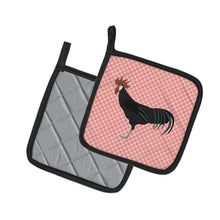 Load image into Gallery viewer, Minorca Ctalalan Chicken Pink Check Pot Holders - Set of 2 - Heat-Resistant Kitchen Essentials BB7841PTHD