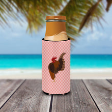 Load image into Gallery viewer, Malaysian Serama Chicken Pink Check   Hugger for slim cans