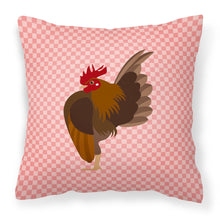 Load image into Gallery viewer, Malaysian Serama Chicken Pink Check Fabric Decorative Pillow BB7842PW1818