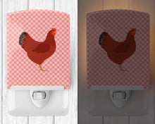 Load image into Gallery viewer, New Hampshire Red Chicken Pink Check Ceramic Night Light BB7843CNL