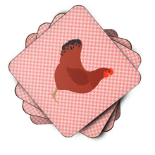 Load image into Gallery viewer, New Hampshire Red Chicken Pink Check Foam Coaster  BB7843FC