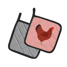 Load image into Gallery viewer, New Hampshire Red Chicken Pink Check Pot Holders - Set of 2 - Heat-Resistant Kitchen Essentials BB7843PTHD