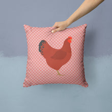 Load image into Gallery viewer, New Hampshire Red Chicken Pink Check Throw Pillow - 14x14 Decorative Pillow – Art for Your Home &amp; Patio BB7843PW1414
