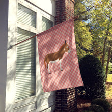 Load image into Gallery viewer, Miniature Mediterranian Donkey Pink Check Flag Canvas House Size BB7847CHF