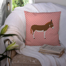 Load image into Gallery viewer, Miniature Mediterranian Donkey Pink Check Throw Pillow - 14x14 Decorative Pillow – Art for Your Home &amp; Patio BB7847PW1414