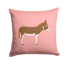 Load image into Gallery viewer, Miniature Mediterranian Donkey Pink Check Throw Pillow - 14x14 Decorative Pillow – Art for Your Home &amp; Patio BB7847PW1414