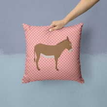 Load image into Gallery viewer, Cotentin Donkey Pink Check Throw Pillow - 14x14 Decorative Pillow – Art for Your Home &amp; Patio BB7849PW1414