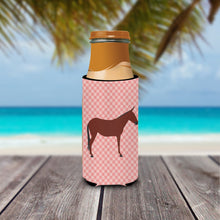 Load image into Gallery viewer, Hinny Horse Donkey Pink Check   Hugger for slim cans