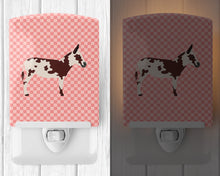 Load image into Gallery viewer, American Spotted Donkey Pink Check Ceramic Night Light BB7851CNL
