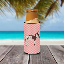 Load image into Gallery viewer, American Spotted Donkey Pink Check   Hugger for slim cans
