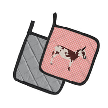 Load image into Gallery viewer, American Spotted Donkey Pink Check Pot Holders - Set of 2 - Heat-Resistant Kitchen Essentials BB7851PTHD