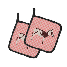 Load image into Gallery viewer, American Spotted Donkey Pink Check Pot Holders - Set of 2 - Heat-Resistant Kitchen Essentials BB7851PTHD