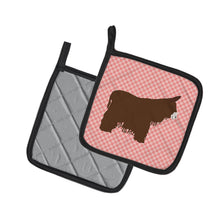 Load image into Gallery viewer, Poitou Poiteuin Donkey Pink Check Pot Holders - Set of 2 - Heat-Resistant Kitchen Essentials BB7852PTHD
