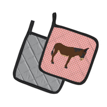 Load image into Gallery viewer, Zamorano-Leones Donkey Pink Check Pot Holders - Set of 2 - Heat-Resistant Kitchen Essentials BB7853PTHD