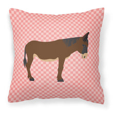 Load image into Gallery viewer, Zamorano-Leones Donkey Pink Check Fabric Decorative Pillow BB7853PW1818