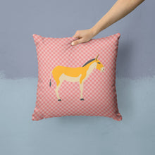 Load image into Gallery viewer, Turkmenian Kulan Donkey Pink Check Throw Pillow - 14x14 Decorative Pillow – Art for Your Home &amp; Patio BB7854PW1414