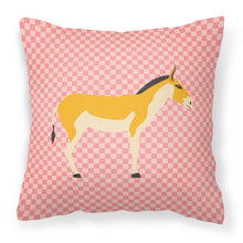 Load image into Gallery viewer, Turkmenian Kulan Donkey Pink Check Fabric Decorative Pillow BB7854PW1818