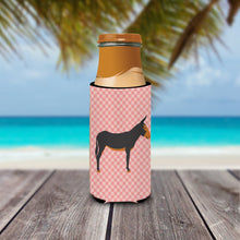 Load image into Gallery viewer, Catalan Donkey Pink Check   Hugger for slim cans