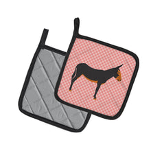 Load image into Gallery viewer, Catalan Donkey Pink Check Pot Holders - Set of 2 - Heat-Resistant Kitchen Essentials BB7855PTHD