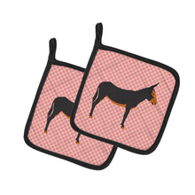 Load image into Gallery viewer, Catalan Donkey Pink Check Pot Holders - Set of 2 - Heat-Resistant Kitchen Essentials BB7855PTHD