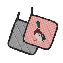 Load image into Gallery viewer, Rouen Duck Pink Check Pot Holders - Set of 2 - Heat-Resistant Kitchen Essentials BB7856PTHD