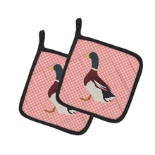 Load image into Gallery viewer, Rouen Duck Pink Check Pot Holders - Set of 2 - Heat-Resistant Kitchen Essentials BB7856PTHD