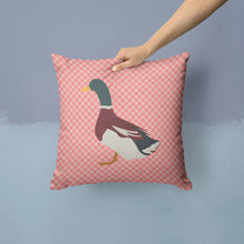 Load image into Gallery viewer, Rouen Duck Pink Check Throw Pillow - 14x14 Decorative Pillow – Art for Your Home &amp; Patio BB7856PW1414