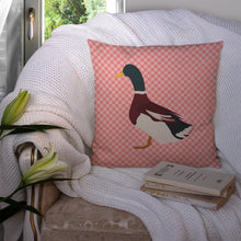Load image into Gallery viewer, Rouen Duck Pink Check Throw Pillow - 14x14 Decorative Pillow – Art for Your Home &amp; Patio BB7856PW1414