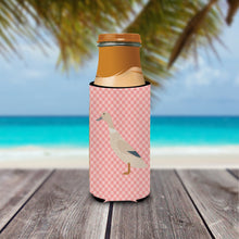 Load image into Gallery viewer, West Harlequin Duck Pink Check   Hugger for slim cans