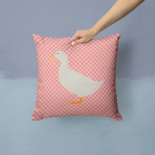Load image into Gallery viewer, American Pekin Duck Pink Check Throw Pillow - 14x14 Decorative Pillow – Art for Your Home &amp; Patio BB7860PW1414