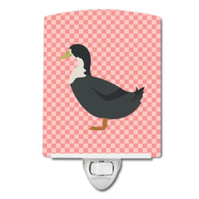 Load image into Gallery viewer, Blue Swedish Duck Pink Check Ceramic Night Light BB7862CNL