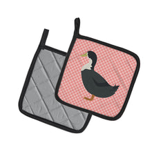 Load image into Gallery viewer, Blue Swedish Duck Pink Check Pot Holders - Set of 2 - Heat-Resistant Kitchen Essentials BB7862PTHD