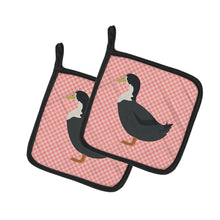 Load image into Gallery viewer, Blue Swedish Duck Pink Check Pot Holders - Set of 2 - Heat-Resistant Kitchen Essentials BB7862PTHD