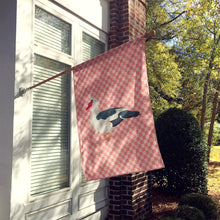 Load image into Gallery viewer, Muscovy Duck Pink Check Flag Canvas House Size BB7864CHF