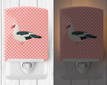 Load image into Gallery viewer, Muscovy Duck Pink Check Ceramic Night Light BB7864CNL