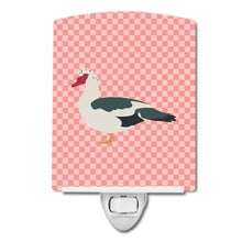 Load image into Gallery viewer, Muscovy Duck Pink Check Ceramic Night Light BB7864CNL